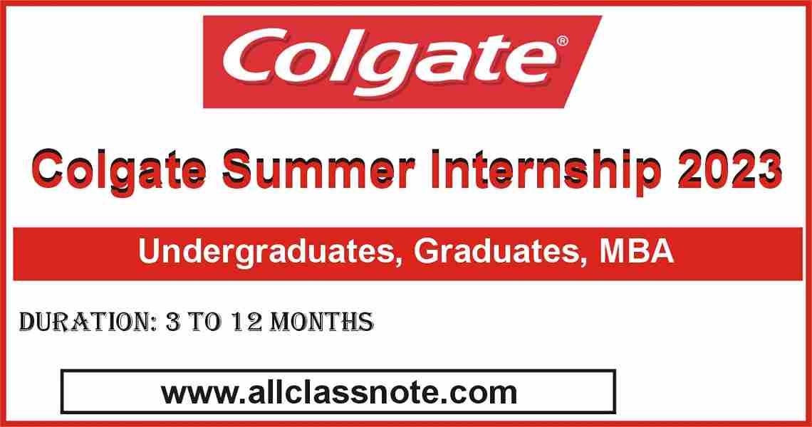 Colgate Summer Internship 2023 (Paid Internship)